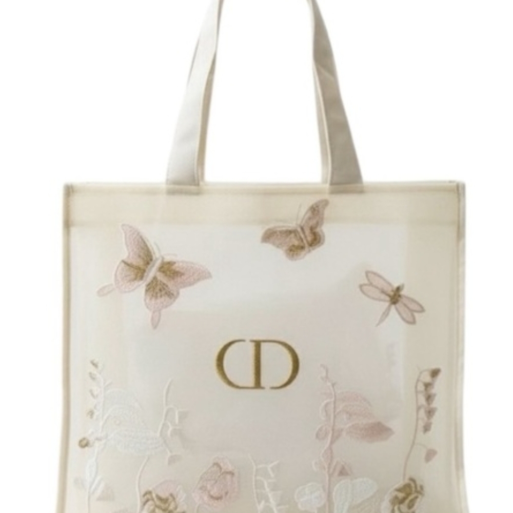 Dior Cream Tote with Floral and Butterfly Embroidery